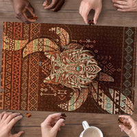Wolf Native American Puzzle Tribal Geometric Earth Tone