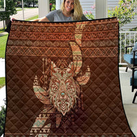 Wolf Native American Quilt Tribal Geometric Earth Tone