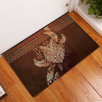 Wolf Native American Rubber Doormat Tribal Geometric Earth Tone