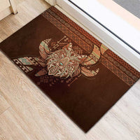 Wolf Native American Rubber Doormat Tribal Geometric Earth Tone