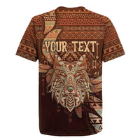 Personalized Wolf Native American Rugby Jersey Tribal Geometric Earth Tone
