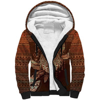 Personalized Wolf Native American Sherpa Hoodie Tribal Geometric Earth Tone