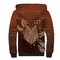 Personalized Wolf Native American Sherpa Hoodie Tribal Geometric Earth Tone