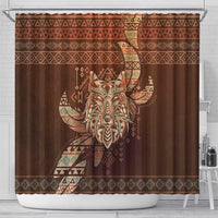 Wolf Native American Shower Curtain Tribal Geometric Earth Tone