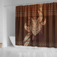 Wolf Native American Shower Curtain Tribal Geometric Earth Tone