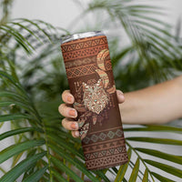 Personalized Wolf Native American Skinny Tumbler Tribal Geometric Earth Tone
