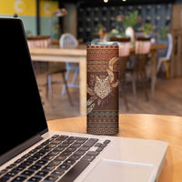 Personalized Wolf Native American Skinny Tumbler Tribal Geometric Earth Tone