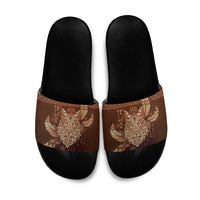 Wolf Native American Slide Sandals Tribal Geometric Earth Tone