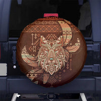 Wolf Native American Spare Tire Cover Tribal Geometric Earth Tone