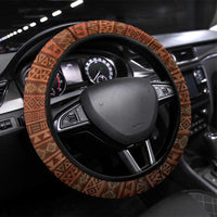 Wolf Native American Steering Wheel Cover Tribal Geometric Earth Tone