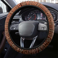 Wolf Native American Steering Wheel Cover Tribal Geometric Earth Tone