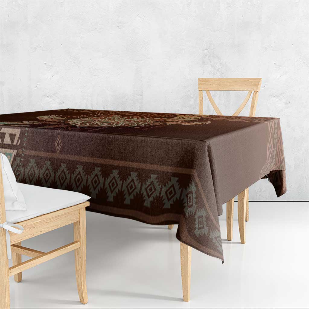 Wolf Native American Tablecloth Tribal Geometric Earth Tone