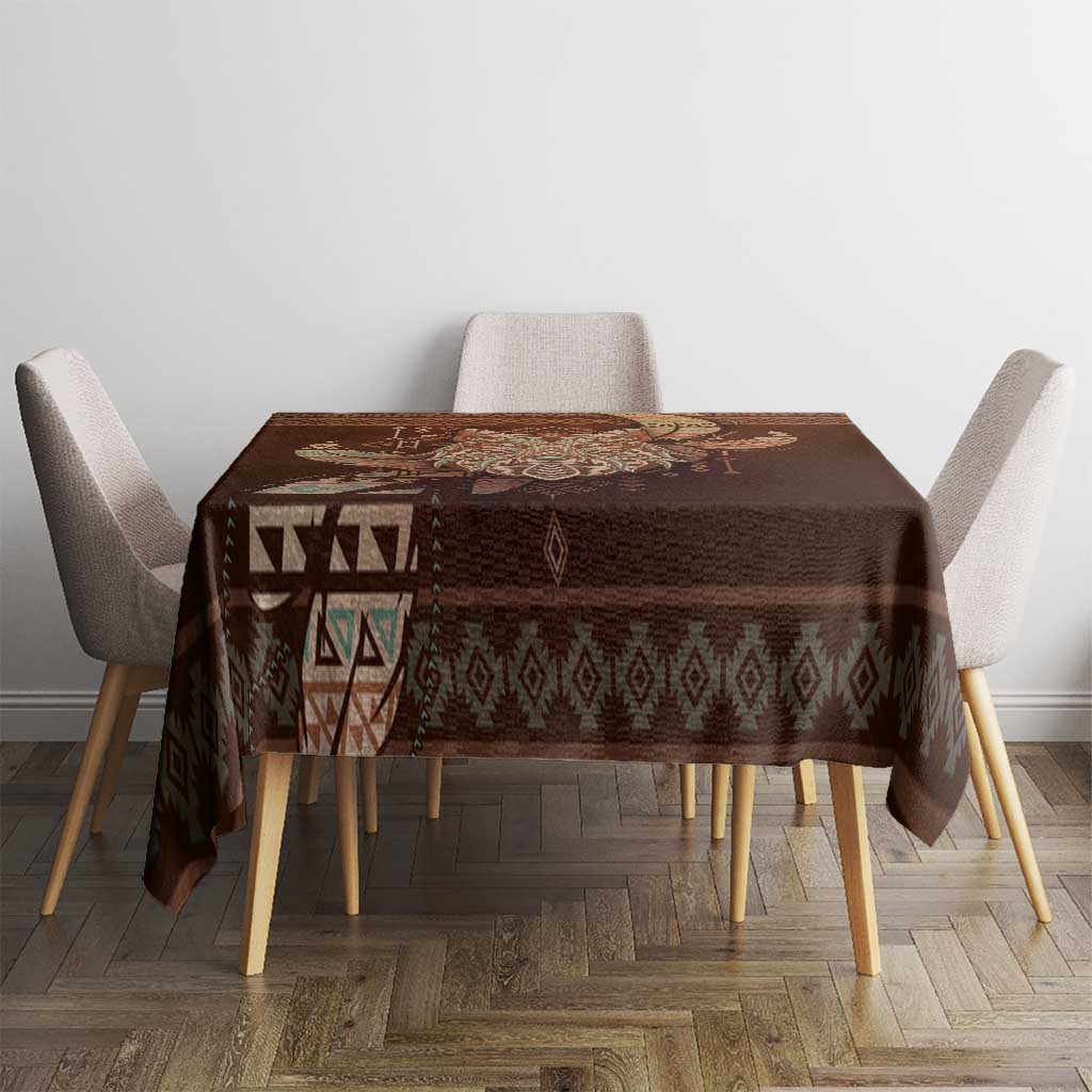 Wolf Native American Tablecloth Tribal Geometric Earth Tone