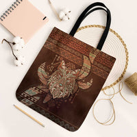 Wolf Native American Tote Bag Tribal Geometric Earth Tone