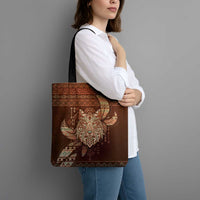 Wolf Native American Tote Bag Tribal Geometric Earth Tone
