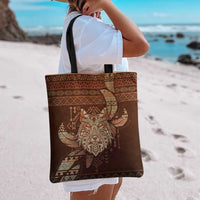 Wolf Native American Tote Bag Tribal Geometric Earth Tone