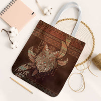 Wolf Native American Tote Bag Tribal Geometric Earth Tone