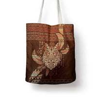 Wolf Native American Tote Bag Tribal Geometric Earth Tone