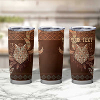 Personalized Wolf Native American Tumbler Cup Tribal Geometric Earth Tone