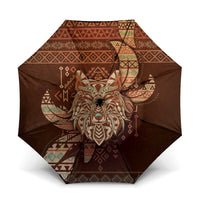 Wolf Native American Umbrella Tribal Geometric Earth Tone