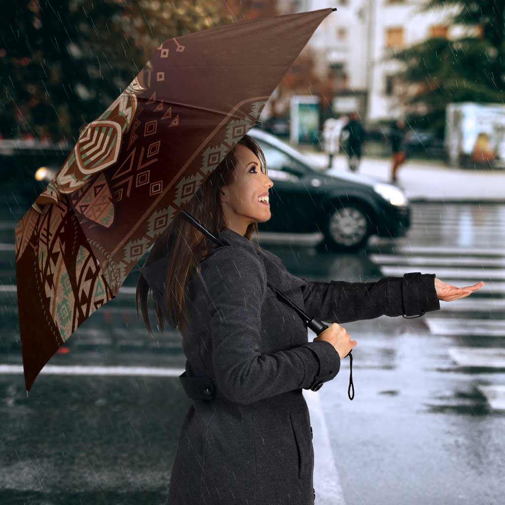 Wolf Native American Umbrella Tribal Geometric Earth Tone
