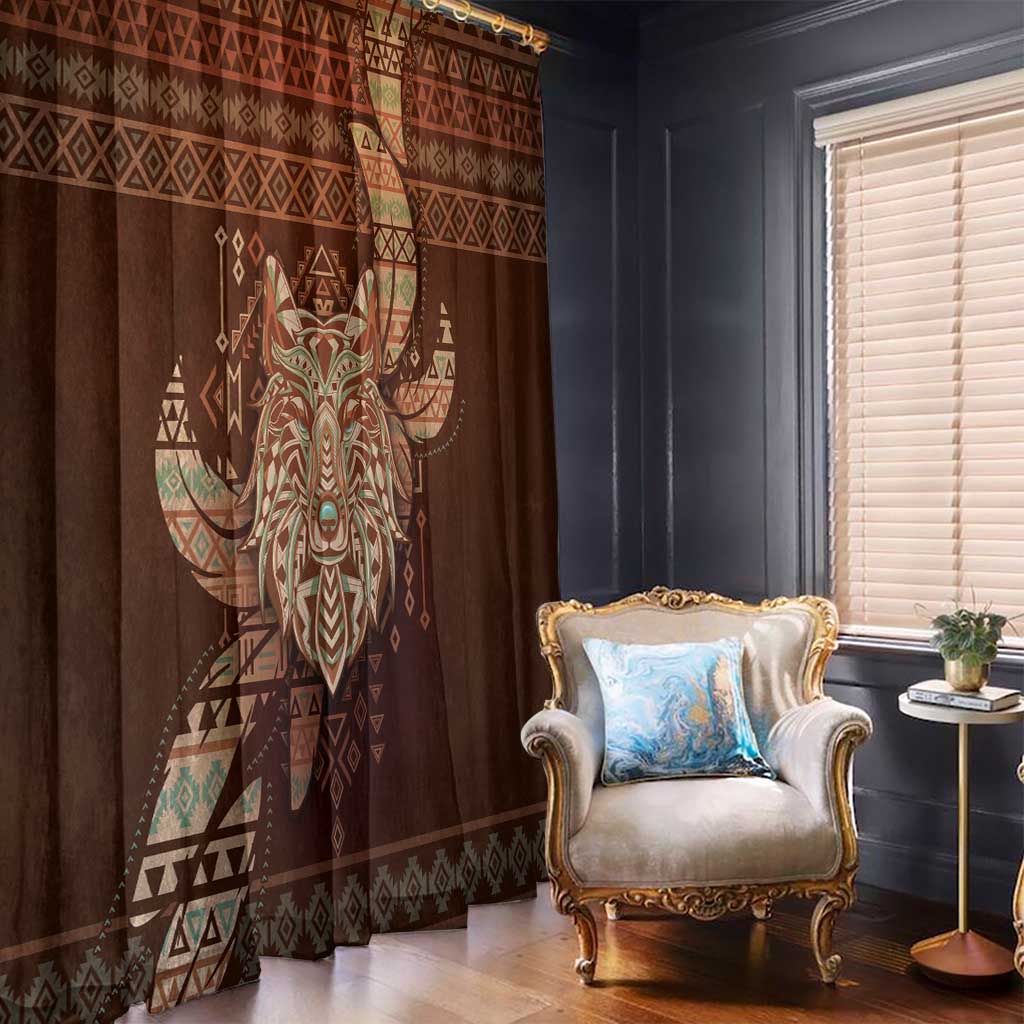 Wolf Native American Window Curtain Tribal Geometric Earth Tone