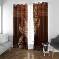 Wolf Native American Window Curtain Tribal Geometric Earth Tone