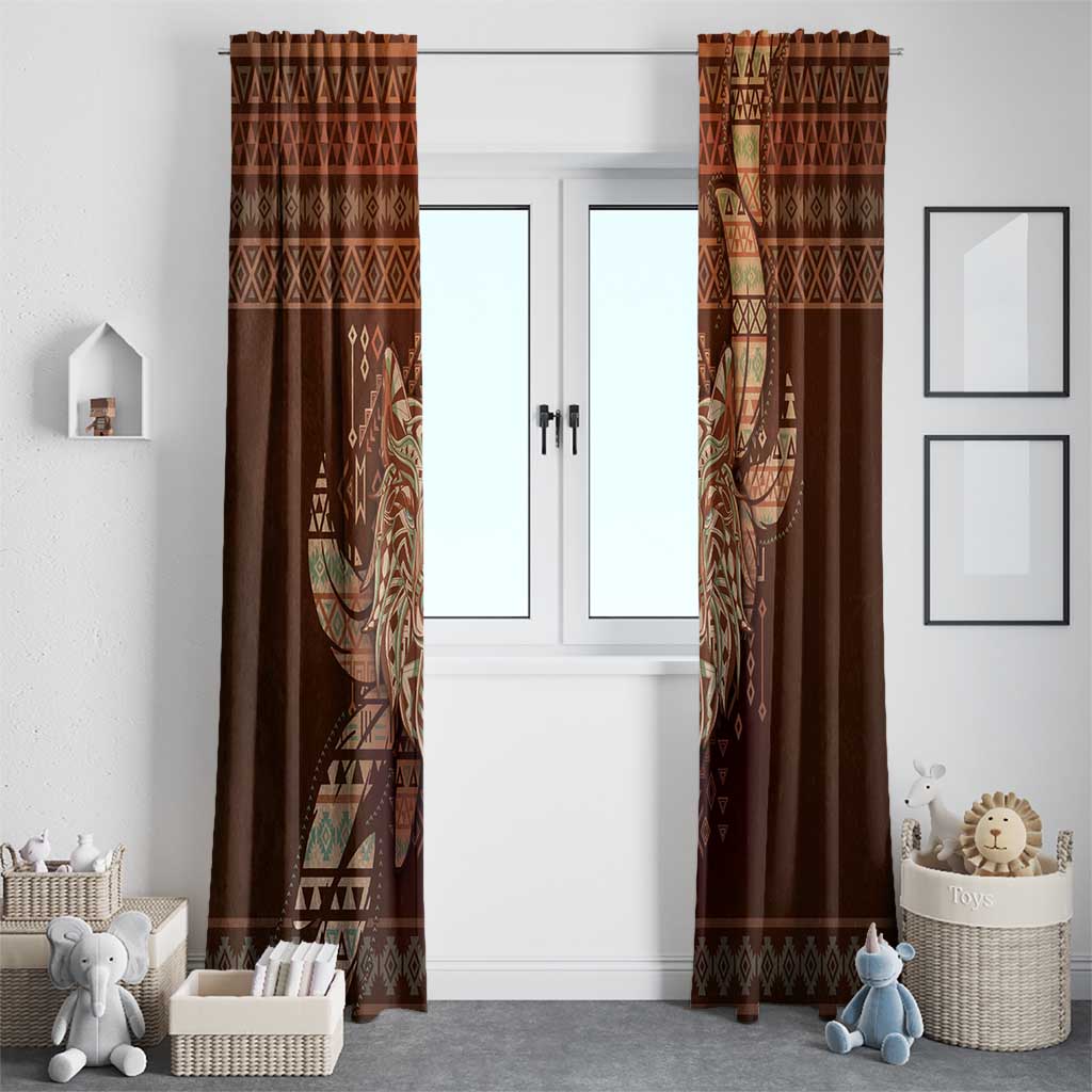 Wolf Native American Window Curtain Tribal Geometric Earth Tone