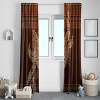 Wolf Native American Window Curtain Tribal Geometric Earth Tone