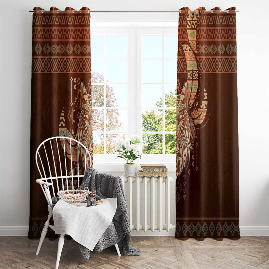 Wolf Native American Window Curtain Tribal Geometric Earth Tone