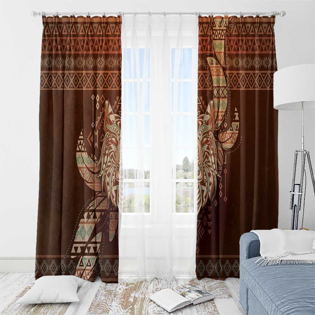 Wolf Native American Window Curtain Tribal Geometric Earth Tone