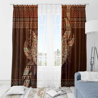 Wolf Native American Window Curtain Tribal Geometric Earth Tone