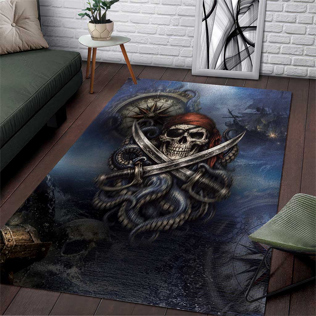 Pirates Skull Area Rug Kraken Sea Monster Tentacles Deep Legend