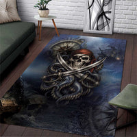 Pirates Skull Area Rug Kraken Sea Monster Tentacles Deep Legend