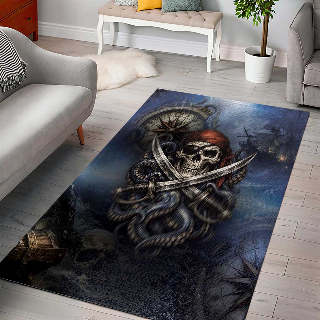 Pirates Skull Area Rug Kraken Sea Monster Tentacles Deep Legend