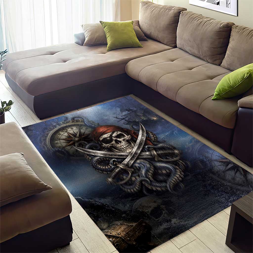 Pirates Skull Area Rug Kraken Sea Monster Tentacles Deep Legend