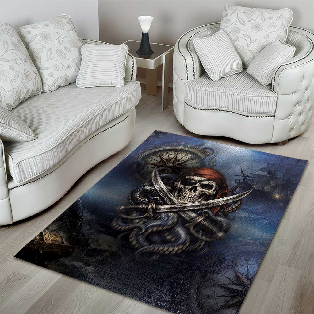 Pirates Skull Area Rug Kraken Sea Monster Tentacles Deep Legend