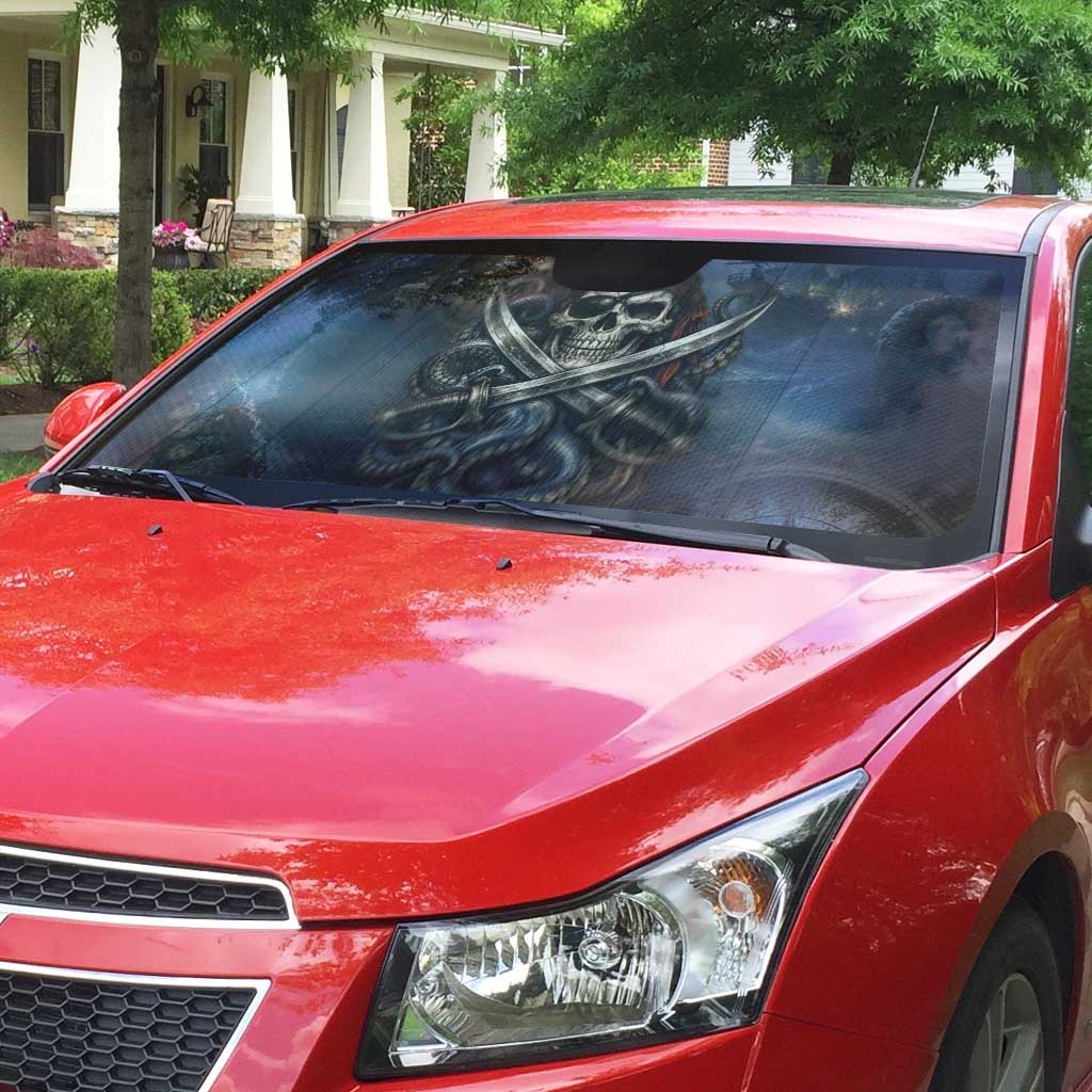 Pirates Skull Auto Sun Shade Kraken Sea Monster Tentacles Deep Legend