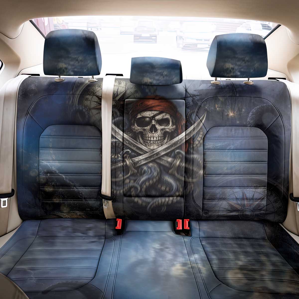 Pirates Skull Back Car Seat Cover Kraken Sea Monster Tentacles Deep Legend