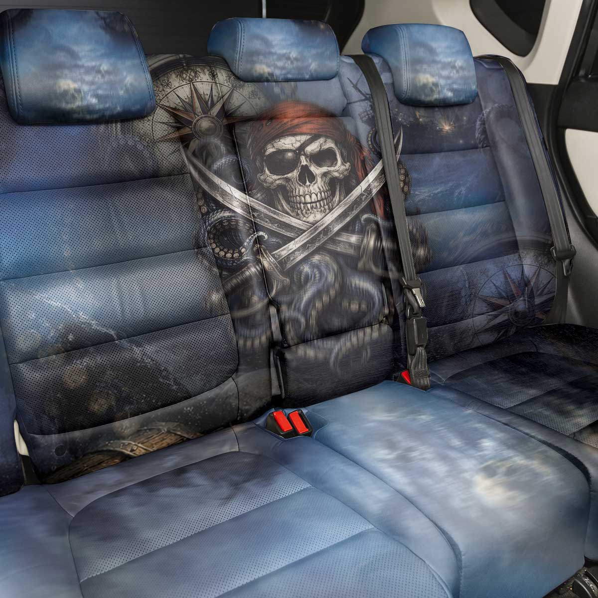 Pirates Skull Back Car Seat Cover Kraken Sea Monster Tentacles Deep Legend