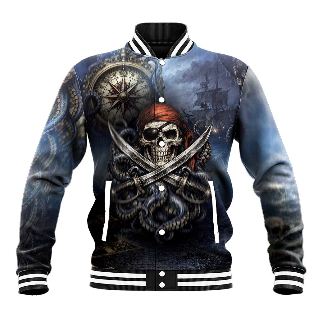 Pirates Skull Baseball Jacket Kraken Sea Monster Tentacles Deep Legend
