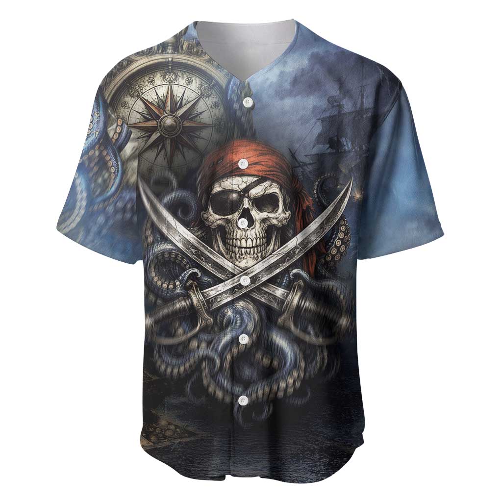 Pirates Skull Baseball Jersey Kraken Sea Monster Tentacles Deep Legend