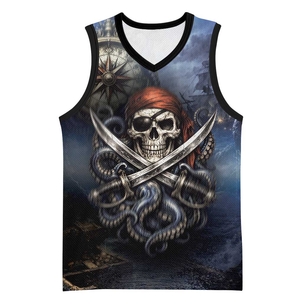 Pirates Skull Basketball Jersey Kraken Sea Monster Tentacles Deep Legend