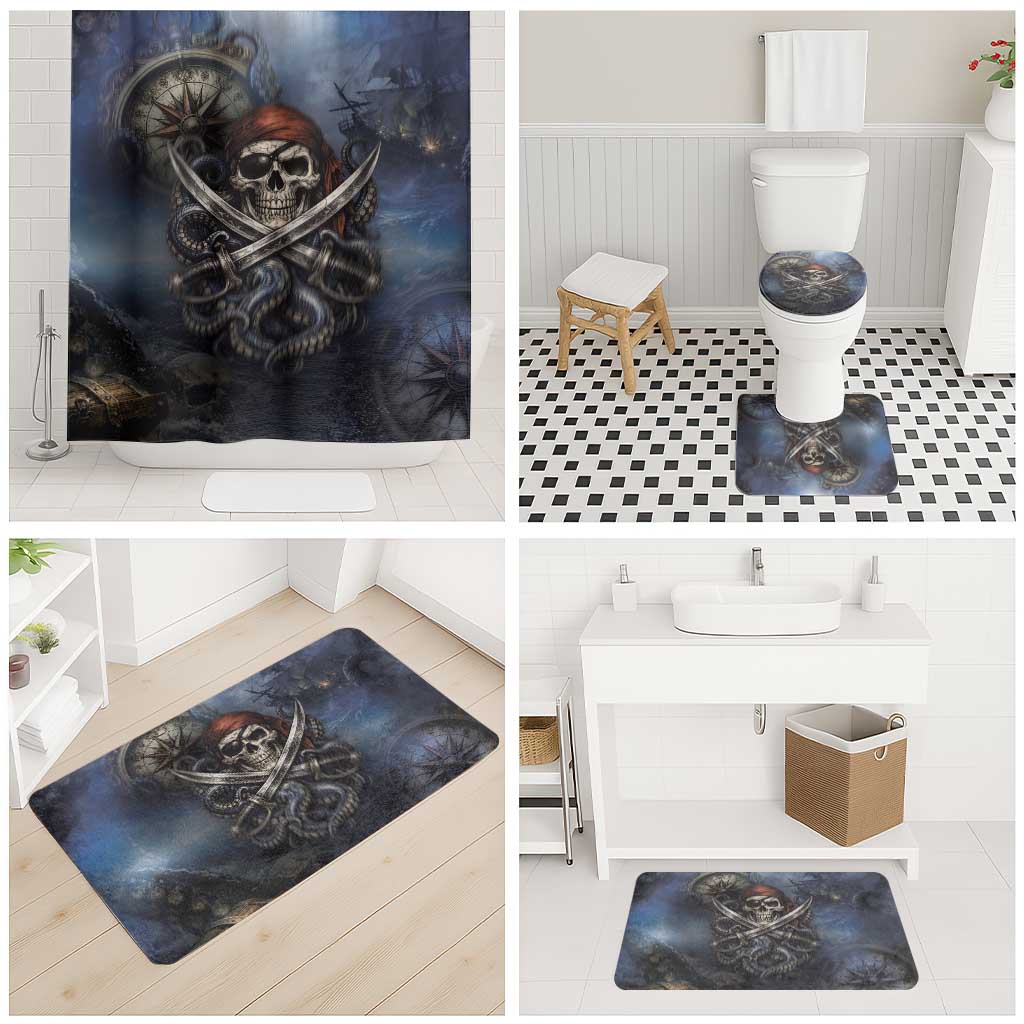 Pirates Skull Bathroom Set Kraken Sea Monster Tentacles Deep Legend