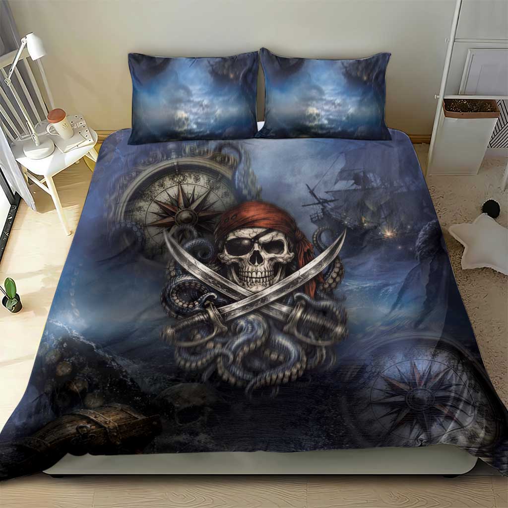 Pirates Skull Bedding Set Kraken Sea Monster Tentacles Deep Legend