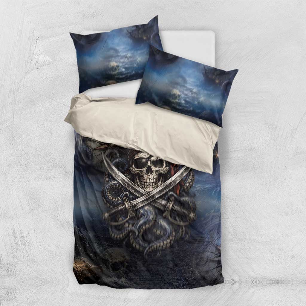 Pirates Skull Bedding Set Kraken Sea Monster Tentacles Deep Legend