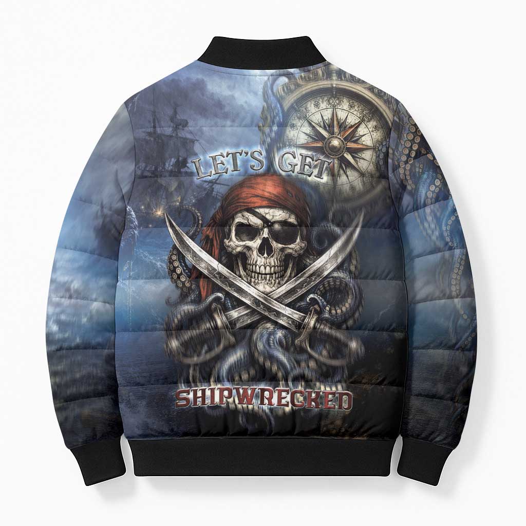 Pirates Skull Bomber Puffer Jacket Kraken Sea Monster Tentacles Deep Legend