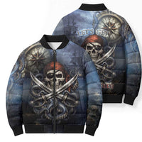 Pirates Skull Bomber Puffer Jacket Kraken Sea Monster Tentacles Deep Legend
