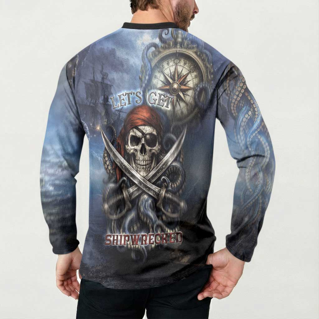 Pirates Skull Button Sweatshirt Kraken Sea Monster Tentacles Deep Legend