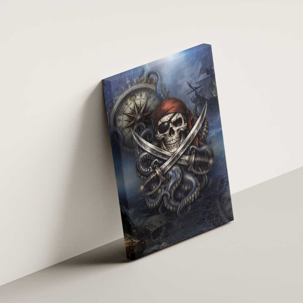 Pirates Skull Canvas Wall Art Kraken Sea Monster Tentacles Deep Legend